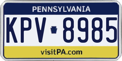 PA license plate KPV8985