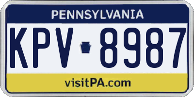 PA license plate KPV8987
