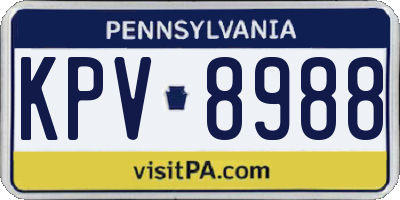 PA license plate KPV8988