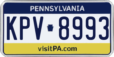 PA license plate KPV8993