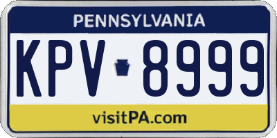 PA license plate KPV8999