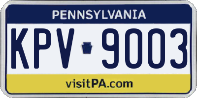 PA license plate KPV9003