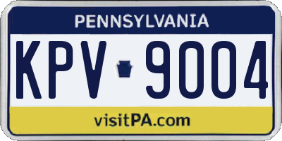PA license plate KPV9004