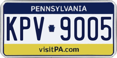 PA license plate KPV9005