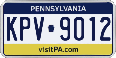 PA license plate KPV9012