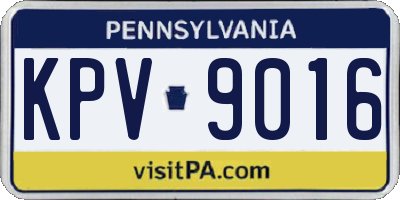 PA license plate KPV9016