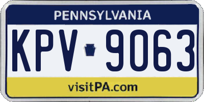 PA license plate KPV9063
