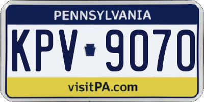 PA license plate KPV9070