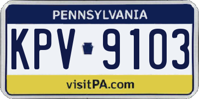PA license plate KPV9103