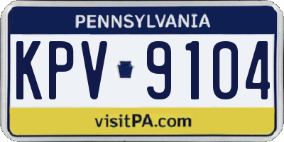 PA license plate KPV9104