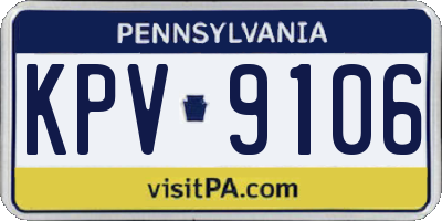 PA license plate KPV9106