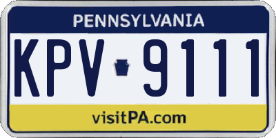 PA license plate KPV9111