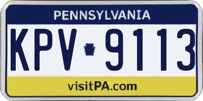 PA license plate KPV9113
