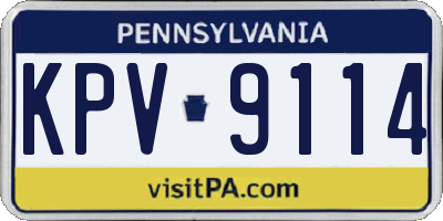 PA license plate KPV9114