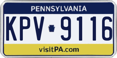 PA license plate KPV9116