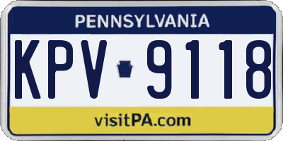 PA license plate KPV9118