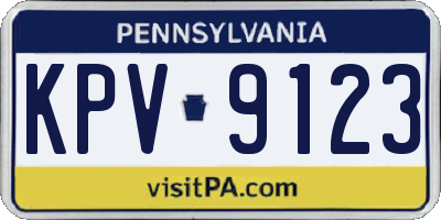 PA license plate KPV9123