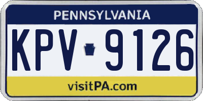 PA license plate KPV9126