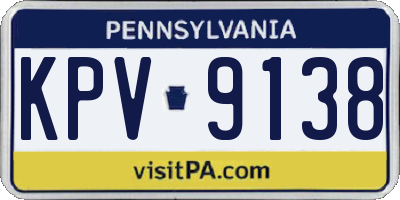 PA license plate KPV9138