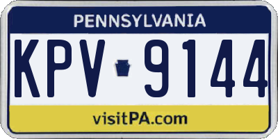 PA license plate KPV9144