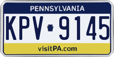 PA license plate KPV9145