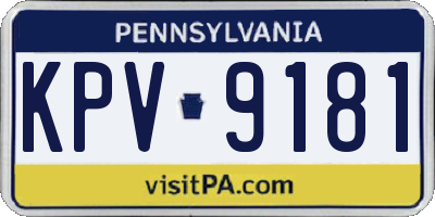 PA license plate KPV9181
