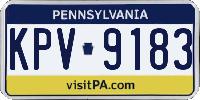 PA license plate KPV9183