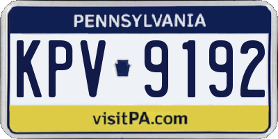 PA license plate KPV9192