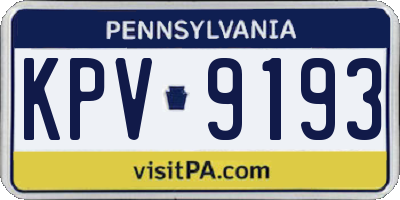 PA license plate KPV9193