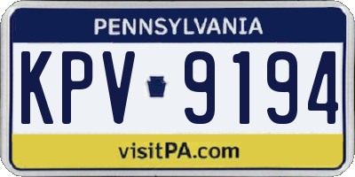 PA license plate KPV9194