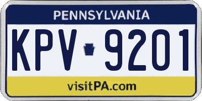 PA license plate KPV9201