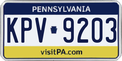 PA license plate KPV9203