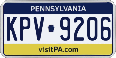 PA license plate KPV9206