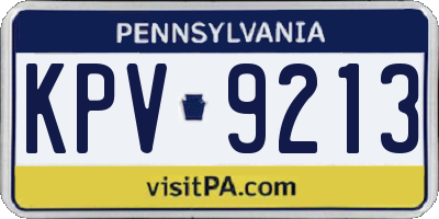 PA license plate KPV9213