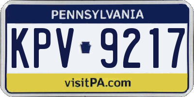 PA license plate KPV9217