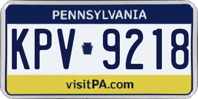 PA license plate KPV9218