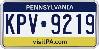 PA license plate KPV9219
