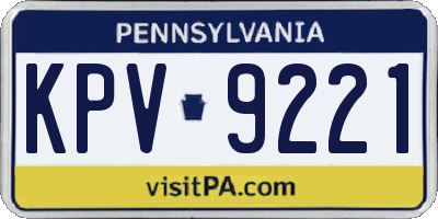 PA license plate KPV9221