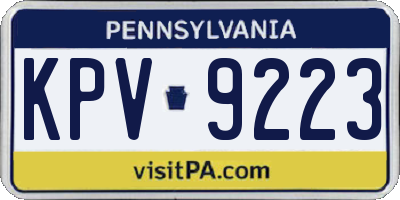 PA license plate KPV9223