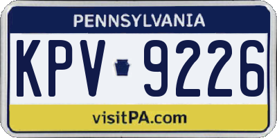 PA license plate KPV9226