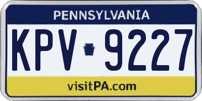 PA license plate KPV9227