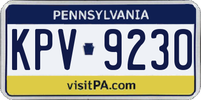 PA license plate KPV9230