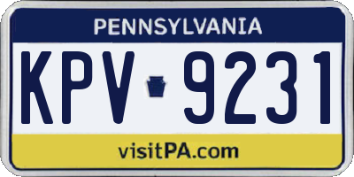 PA license plate KPV9231