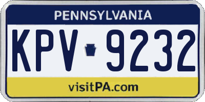 PA license plate KPV9232