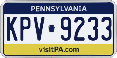 PA license plate KPV9233