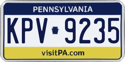 PA license plate KPV9235