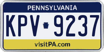 PA license plate KPV9237