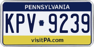 PA license plate KPV9239