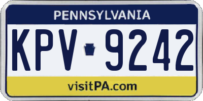 PA license plate KPV9242