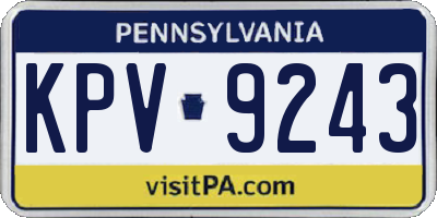 PA license plate KPV9243